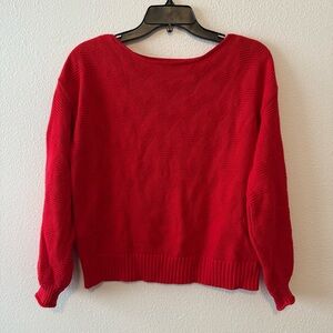 ❤️ LOFT Red Boatneck Heart Sweater